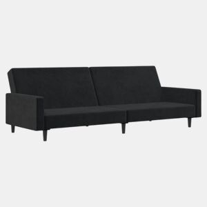 vidaXL Sofá-cama de 2 lugares veludo preto