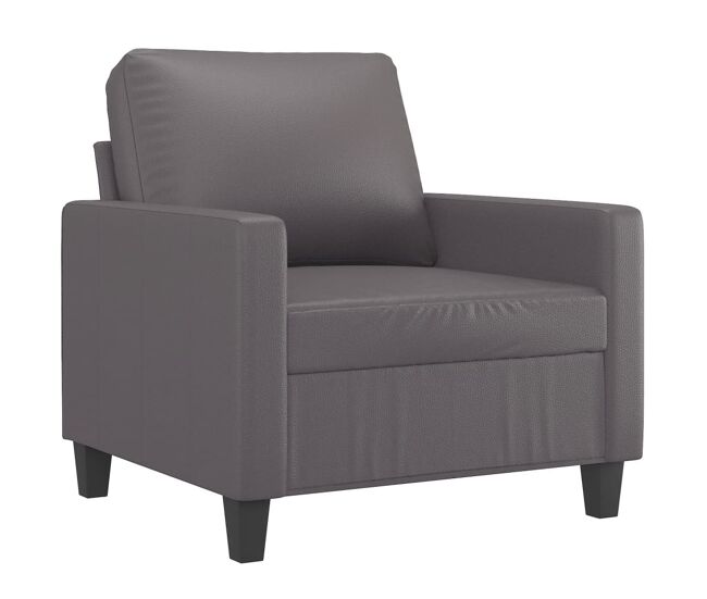 Vidaxl sillón cuero sintético gris 60 cm