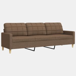vidaXL Sofá de 3 lugares tecido 210 cm castanho