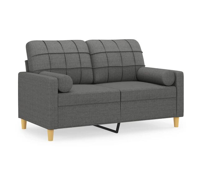 Vidaxl sofá de 2 plazas con cojines tela gris oscuro 120 cm