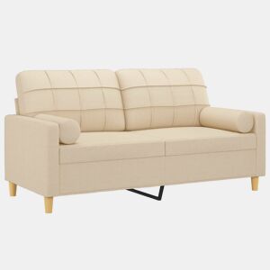 vidaXL Sofá 2 lugares + almofadas decorativas 140 cm tecido cor creme