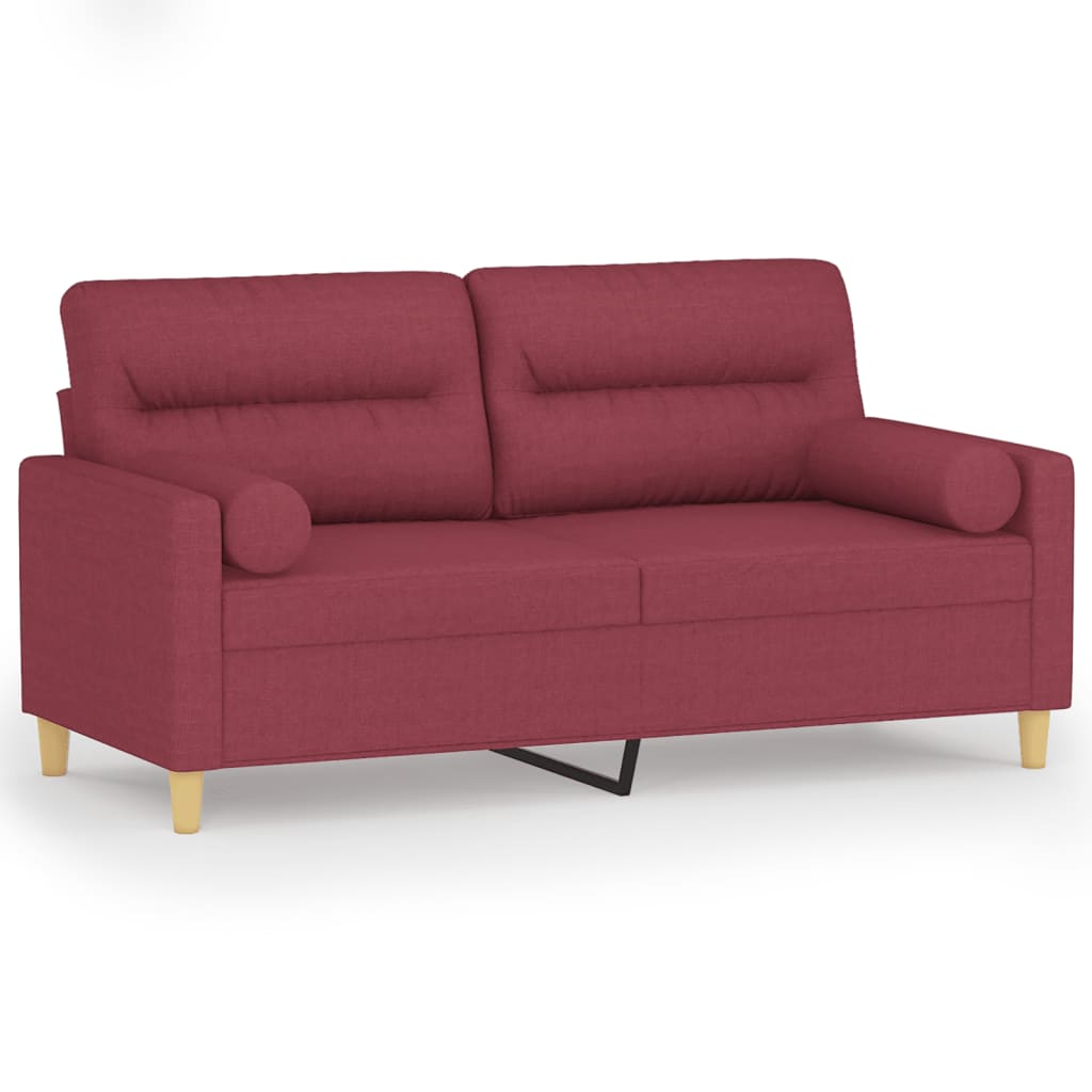 Vidaxl sofá de 2 plazas con cojines tela rojo tinto 140 cm