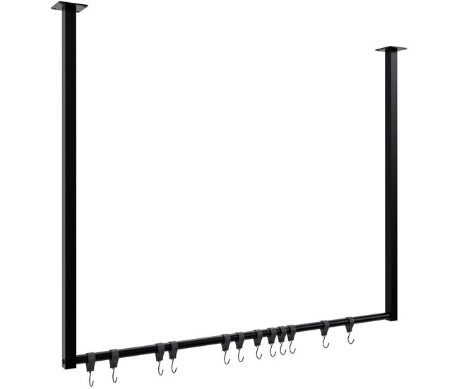 Barra de colgar fenton con 12 perchas metal negro 7x100x80 cm