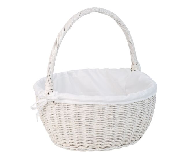 Cesta redonda de medula con forro blanca 34x34x16-37