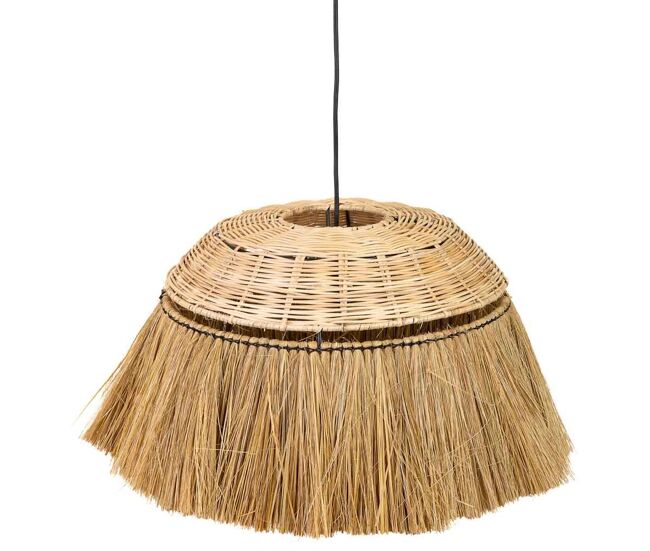Lámpara de techo de fibra natural marrón 50x50x30