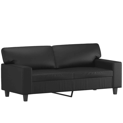 vidaXL Sofá 2 lugares + almofadas decoração 140 cm couro artif. preto
