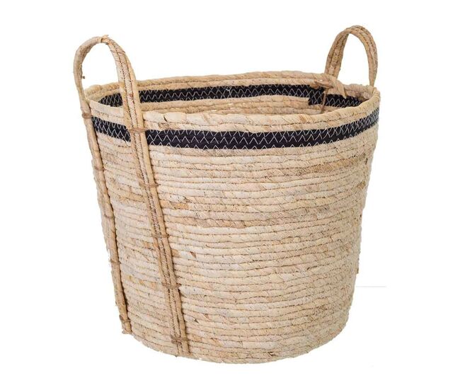 Capazo de fibra natural marrón 36x36x30