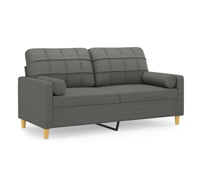 Vidaxl sofá de 2 plazas con cojines tela gris oscuro 140 cm
