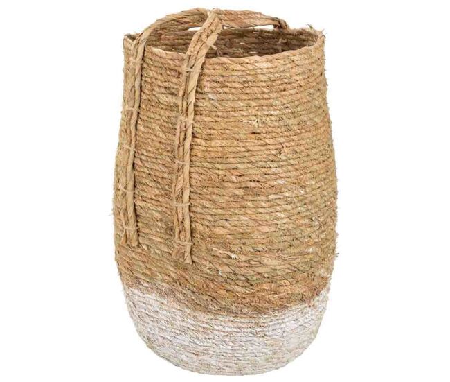 Capazo de fibra natural marrón 27x33x48