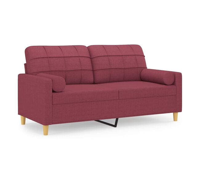 Vidaxl sofá de 2 plazas con cojines tela rojo tinto 140 cm