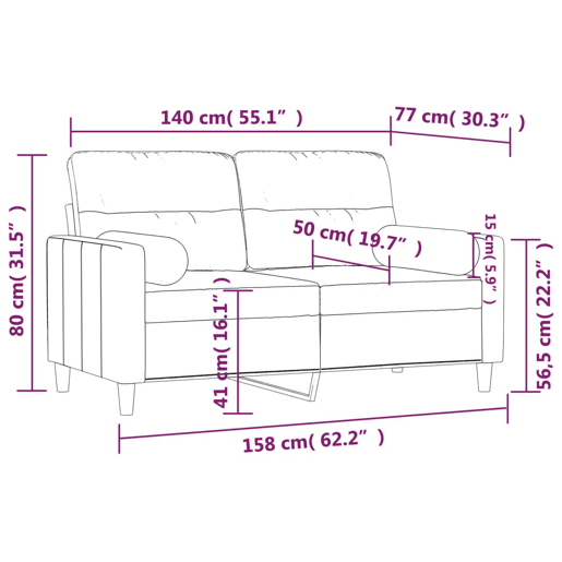 vidaXL Sofá 2 lug. + almofadas decorativas 140 cm tecido amarelo-claro vidaXL Sofá 2 lug. + almofadas decorativas 140 cm tecido amarelo-claro