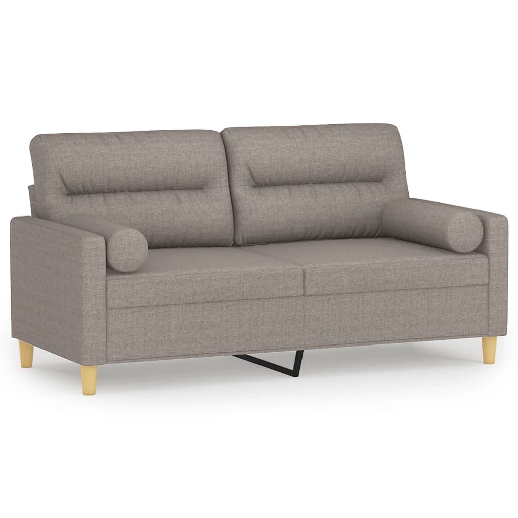 vidaxl sofa de 2 plazas con cojines tela gris taupe 140 cm