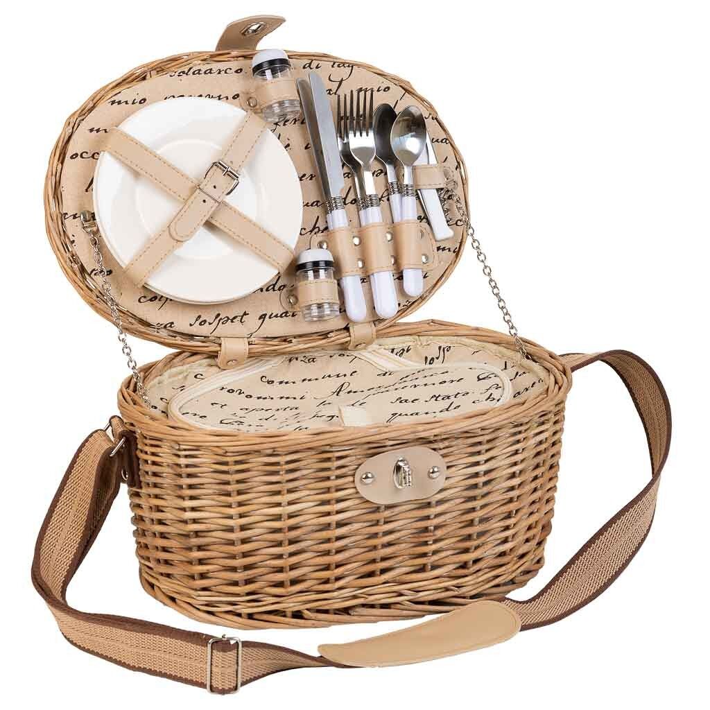 Cesta de picnic marrón 38x26x18