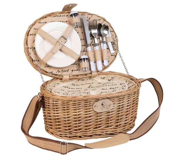 Cesta de picnic marrón 38x26x18