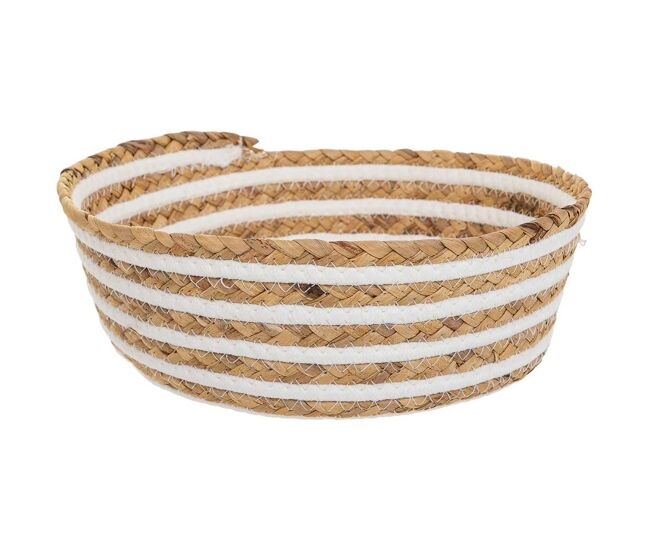 Cesto de fibra natural y algodón blanco y marrón d35x14