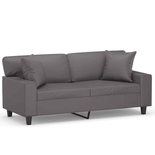 vidaXL Sofá 2 lugares + almofadas decorativas 140cm couro artif. cinza vidaXL Sofá 2 lugares + almofadas decorativas 140cm couro artif. cinza