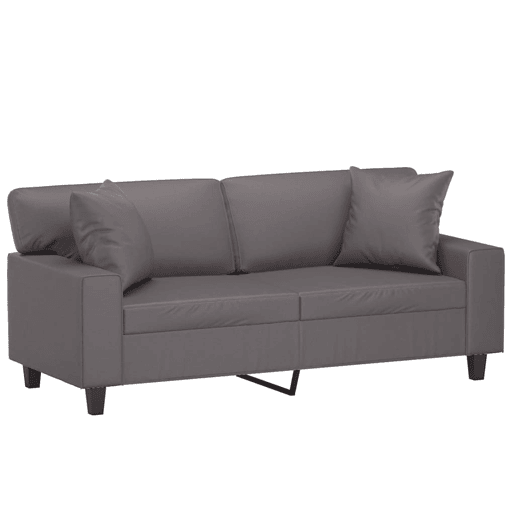 vidaXL Sofá 2 lugares + almofadas decorativas 140cm couro artif. cinza vidaXL Sofá 2 lugares + almofadas decorativas 140cm couro artif. cinza