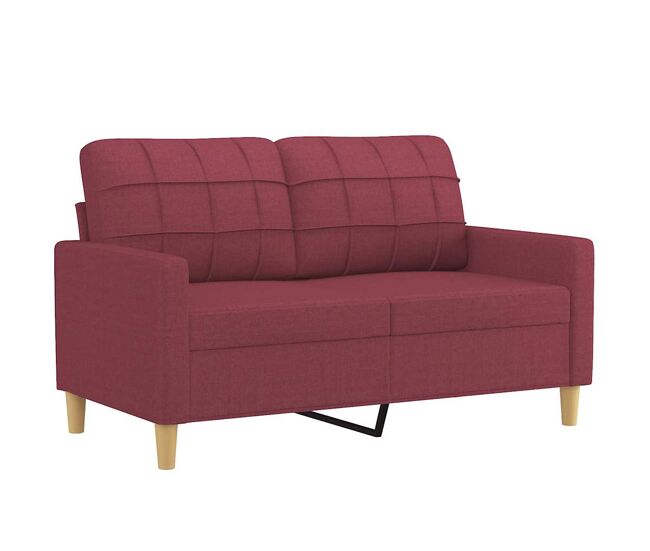 Vidaxl sofá de 2 plazas de tela rojo tinto 120 cm