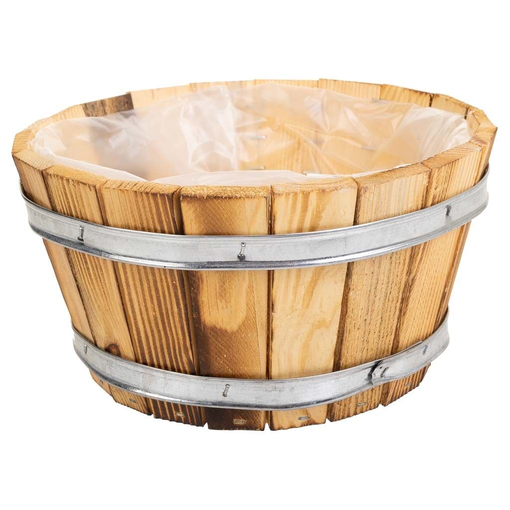 Cesto de madera y cuerda marrón d22x12
