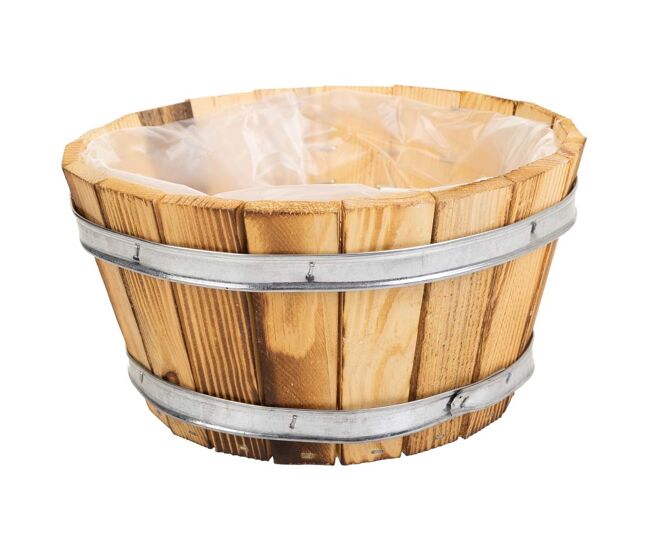 Cesto de madera y cuerda marrón d22x12