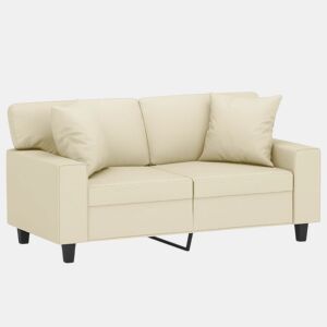vidaXL Sofá 2 lugares + almofadas decorativas 120cm couro artif. creme