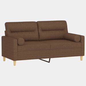 vidaXL Sofá 2 lugares + almofadas decorativas 140 cm tecido castanho