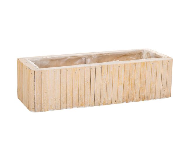 Cesto rectangular de madera marrón 40.5x14.5x11
