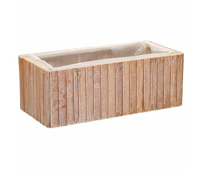 Cesto rectangular de madera marrón 30.5x14.5x11