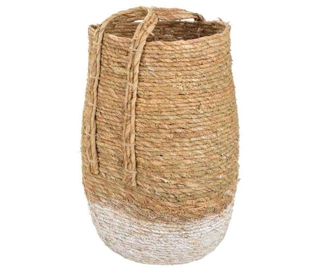 Capazo de fibra natural marrón 27x37x60