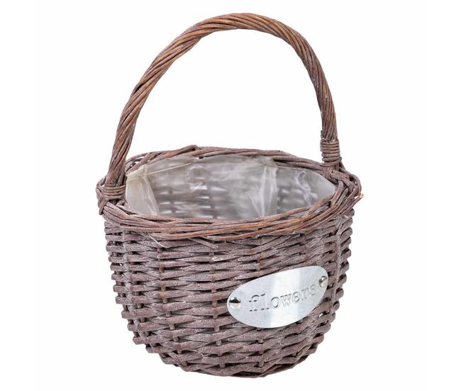 Cesta de mimbre rosa d23x29