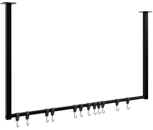 Barra de colgar fenton con 12 perchas metal negro 7x100x60 cm