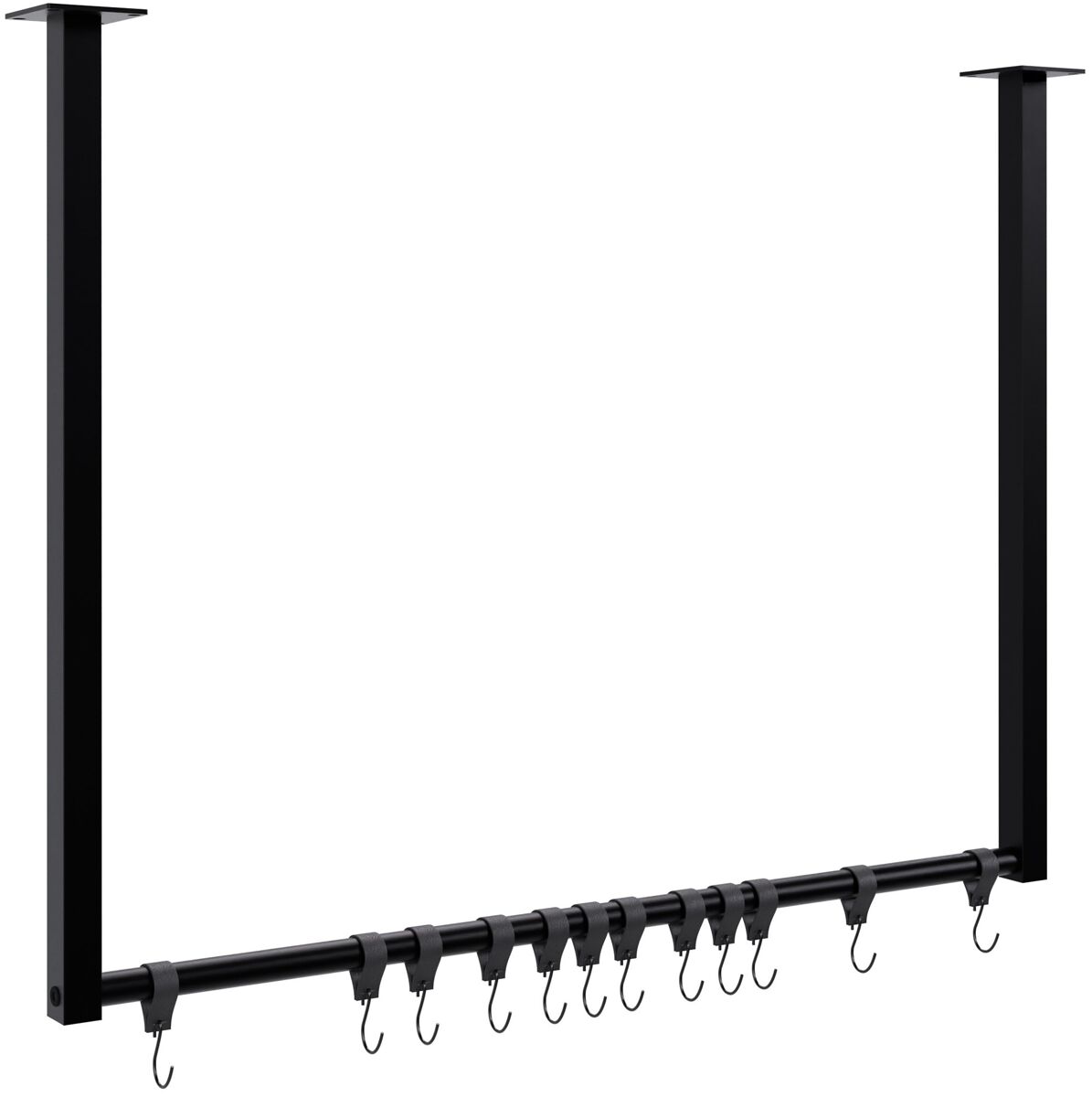 Barra de colgar fenton con 12 perchas metal negro 7x80x60 cm