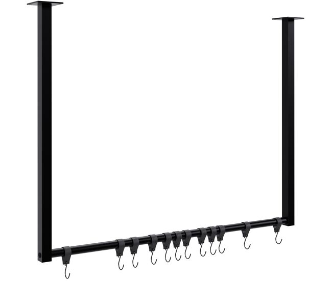 Barra de colgar fenton con 12 perchas metal negro 7x80x60 cm