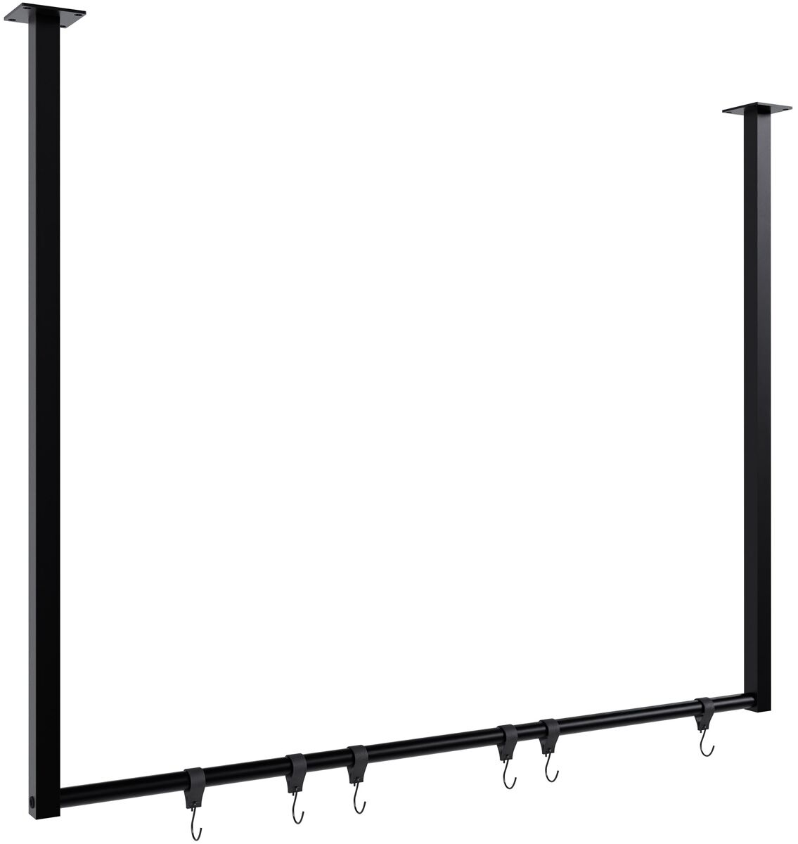 Barra de colgar fenton con 6 perchas metal negro 7x100x80 cm