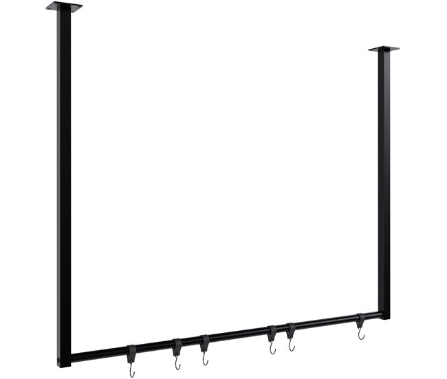 Barra de colgar fenton con 6 perchas metal negro 7x100x80 cm