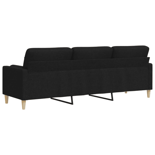 vidaXL Sofá 3 lugares c almofadas decorativas 210 cm tecido preto