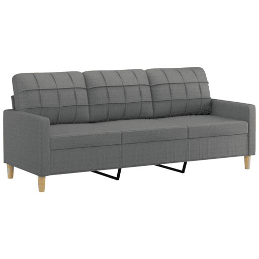 vidaXL Sofá 3 lugares + almofadas decoração 180 cm tecido cinza-escuro vidaXL Sofá 3 lugares + almofadas decoração 180 cm tecido cinza-escuro
