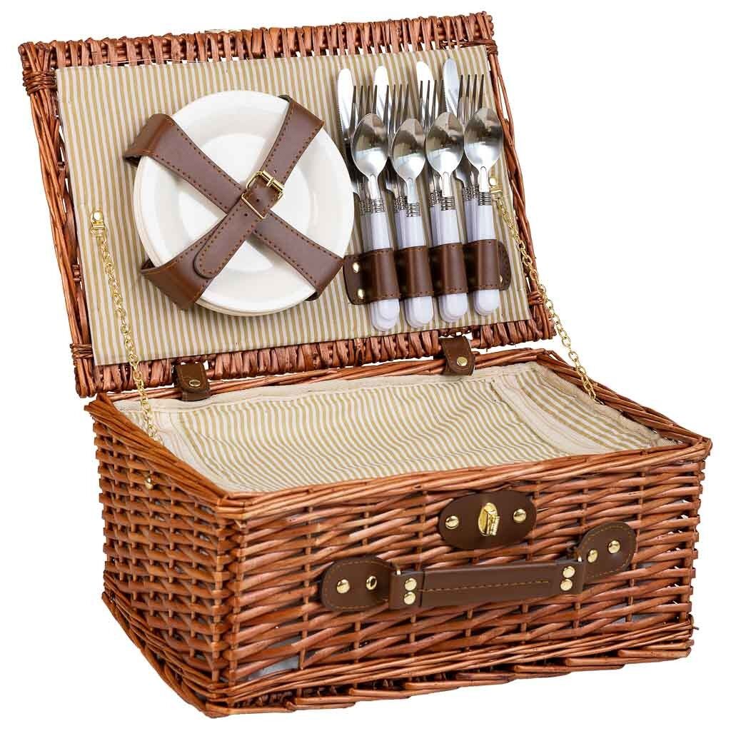 Cesta de picnic marrón 40x28x20