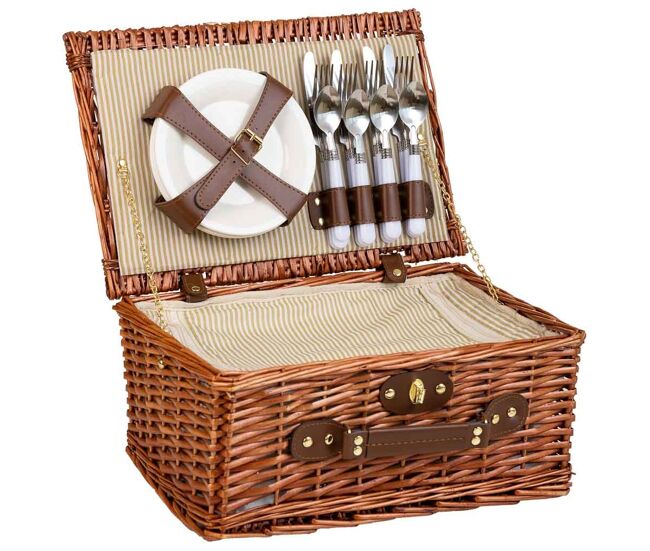 Cesta de picnic marrón 40x28x20
