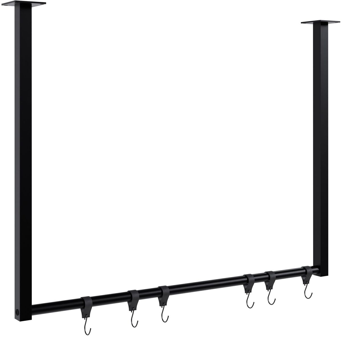 Barra de colgar fenton con 6 perchas metal negro 7x80x60 cm