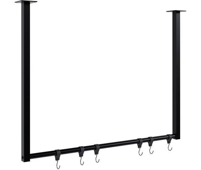 Barra de colgar fenton con 6 perchas metal negro 7x80x60 cm