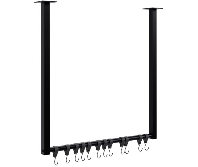 Barra de colgar fenton con 12 perchas metal negro 7x60x60 cm