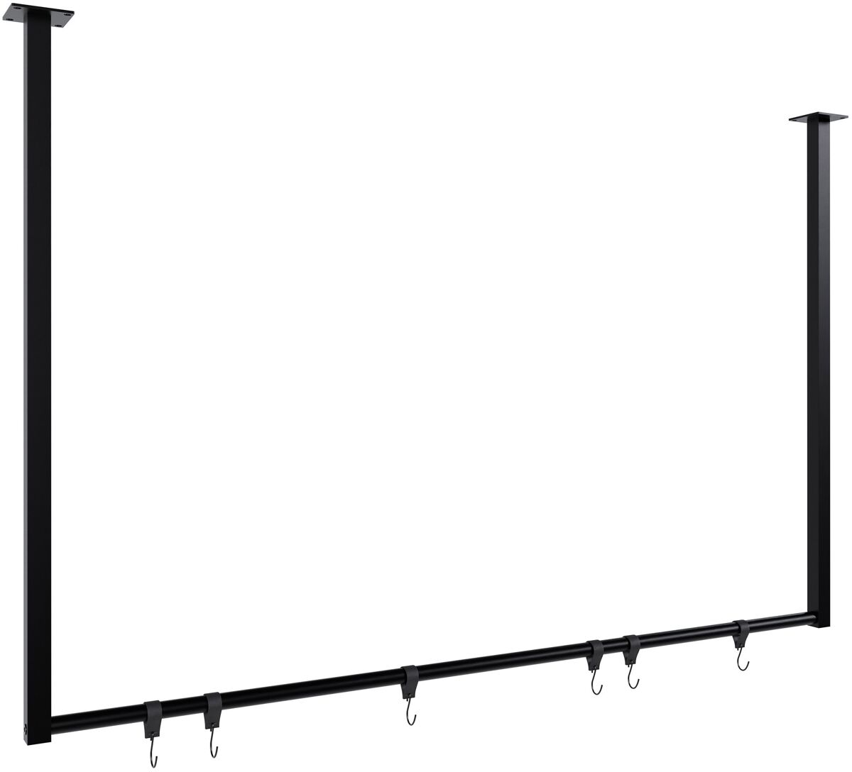 Barra de colgar fenton con 6 perchas metal negro 7x120x80 cm