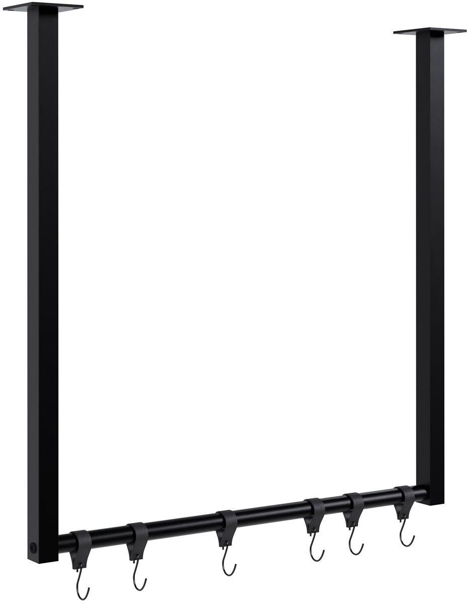 Barra de colgar fenton con 6 perchas metal negro 7x60x60 cm