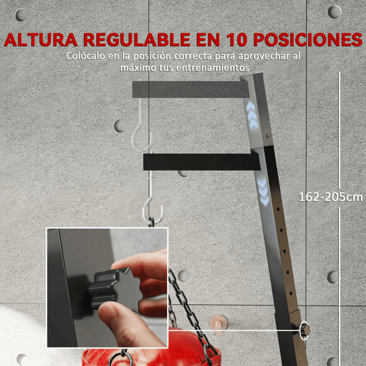 SPORTNOW Suporte para Saco de Boxe de Pé Suporte para Saco de Boxe Dobrável com Altura Ajustável para Treinamento em Ginásio Casa Carga Máxima 60 kg 170x90x182-225 cm Preto