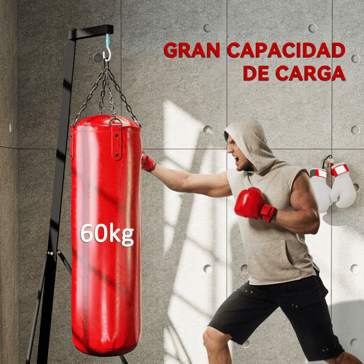 SPORTNOW Suporte para Saco de Boxe de Pé Suporte para Saco de Boxe Dobrável com Altura Ajustável para Treinamento em Ginásio Casa Carga Máxima 60 kg 170x90x182-225 cm Preto