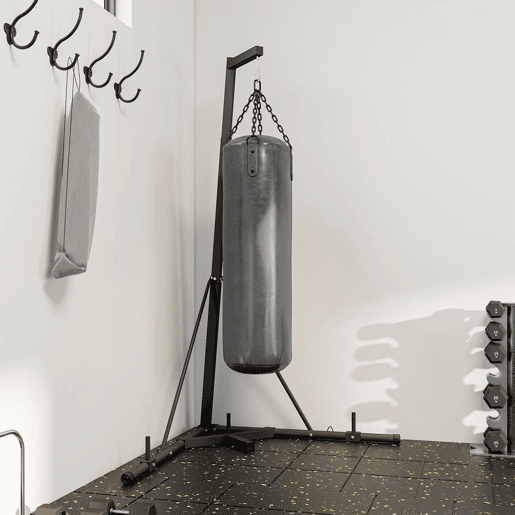 SPORTNOW Suporte para Saco de Boxe de Pé Suporte para Saco de Boxe Dobrável com Altura Ajustável para Treinamento em Ginásio Casa Carga Máxima 60 kg 170x90x182-225 cm Preto