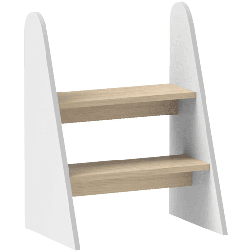 AIYAPLAY Banco para Crianças de 2 Degraus Torre de Aprendizagem Escada para Crianças acima de 3 Anos para Casa de Banho Cozinha Estante Dormitório 43x30x55 cm Branco
