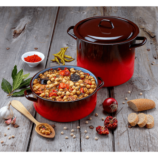 Briebe Ignea Caçarola Cozinha Aço Esmaltado 20cm, Panela Grande 5L, Indução, Fogo, Vintage, , Vermelho