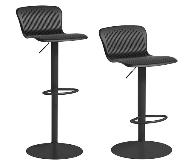Homcom conjunto de 2 taburetes altos de cocina sillas altas giratorias con respaldo y altura ajustable carga 120 kg para bar salón comedor negro